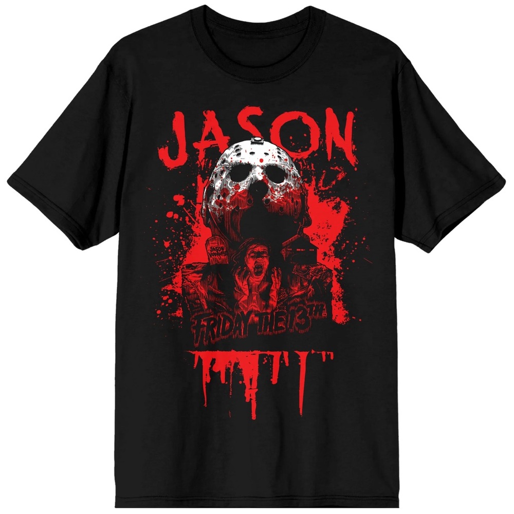 Friday The 13th Jason Voorhees Horror Movie Black Graphic T-Shirt